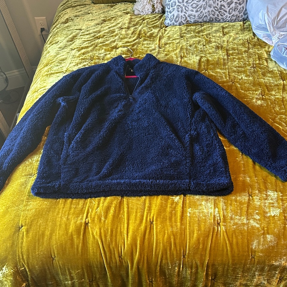 Lands' End Navy Blue Fleece Sweatshirt